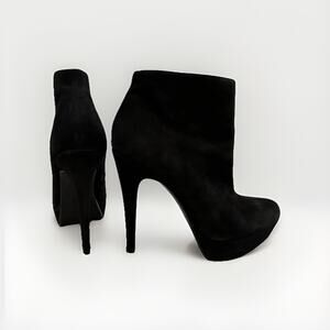 Steve Madden Sharry Black Suede Leather Platform Stiletto Ankle Booties 9